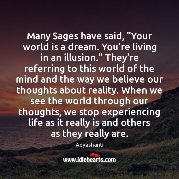 Many Sages have said, “Your world is a dream. You’re living in Image