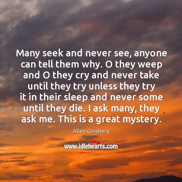 Many seek and never see, anyone can tell them why. O they Image