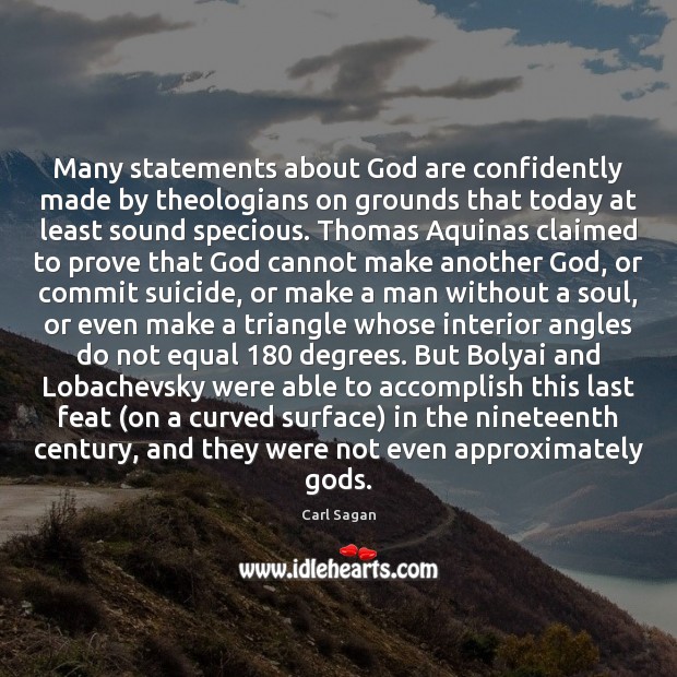 Many statements about God are confidently made by theologians on grounds that Image