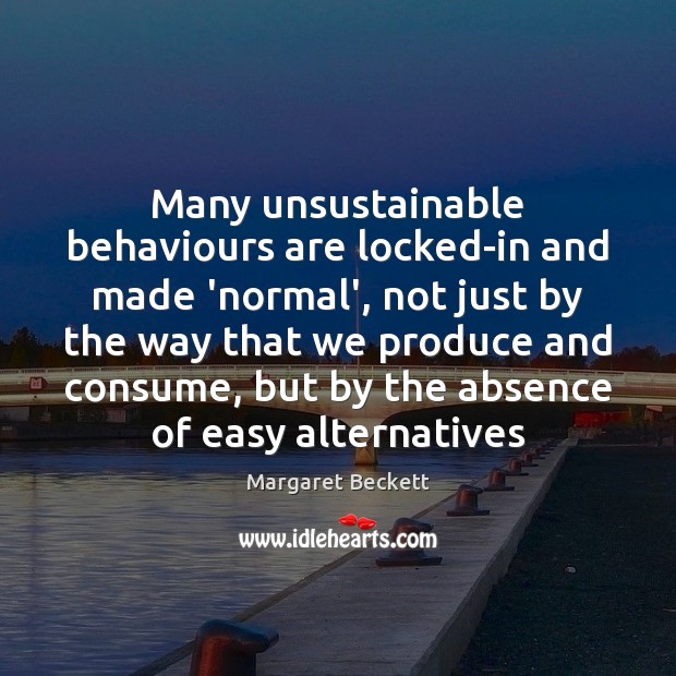 Many unsustainable behaviours are locked-in and made ‘normal’, not just by the Image