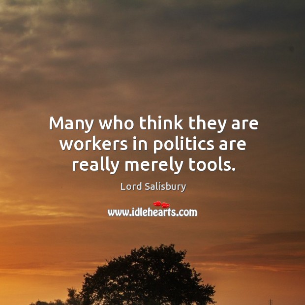 Many who think they are workers in politics are really merely tools. Lord Salisbury Picture Quote