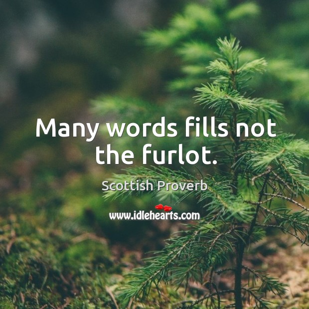 Many words fills not the furlot. Scottish Proverbs Image