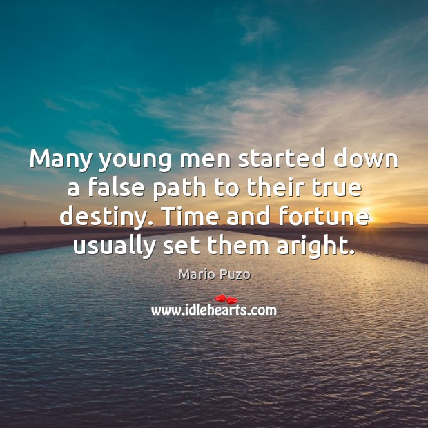 Many young men started down a false path to their true destiny. Mario Puzo Picture Quote