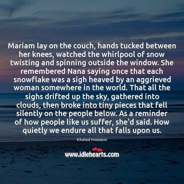 Mariam lay on the couch, hands tucked between her knees, watched the Image