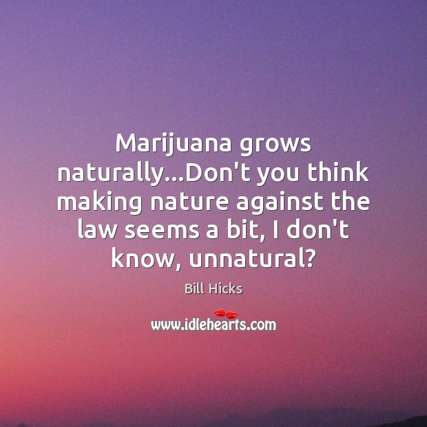 Marijuana grows naturally…Don’t you think making nature against the law seems Bill Hicks Picture Quote