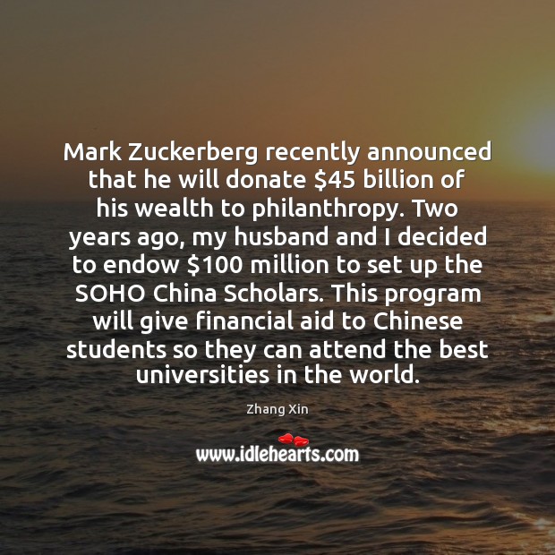 Mark Zuckerberg recently announced that he will donate $45 billion of his wealth Donate Quotes Image