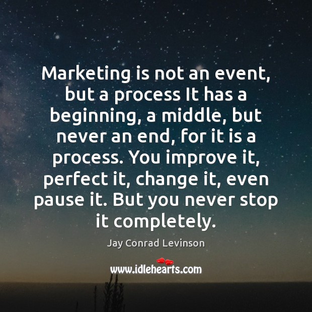 Marketing is not an event, but a process It has a beginning, Marketing Quotes Image
