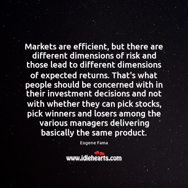 Markets are efficient, but there are different dimensions of risk and those Investment Quotes Image