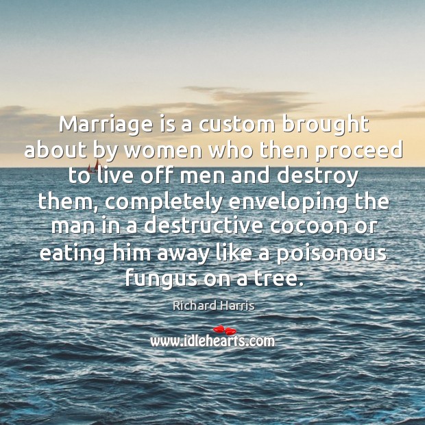 Marriage is a custom brought about by women who then proceed to live off men and Image
