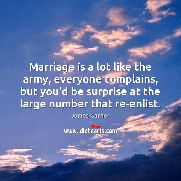 Marriage is a lot like the army, everyone complains, but you’d be James Garner Picture Quote