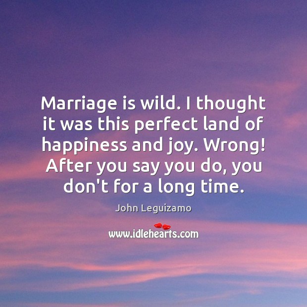Marriage is wild. I thought it was this perfect land of happiness John Leguizamo Picture Quote