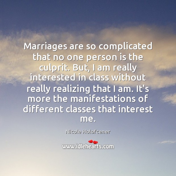 Marriages are so complicated that no one person is the culprit. But, Nicole Holofcener Picture Quote