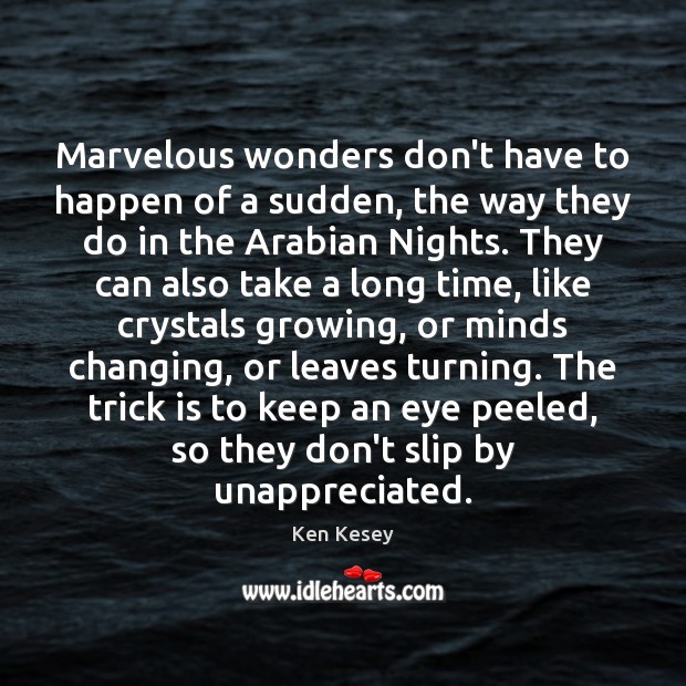 Marvelous wonders don’t have to happen of a sudden, the way they Unappreciated Quotes Image