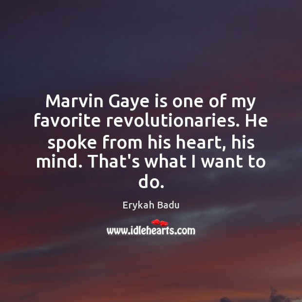 Marvin Gaye is one of my favorite revolutionaries. He spoke from his Erykah Badu Picture Quote