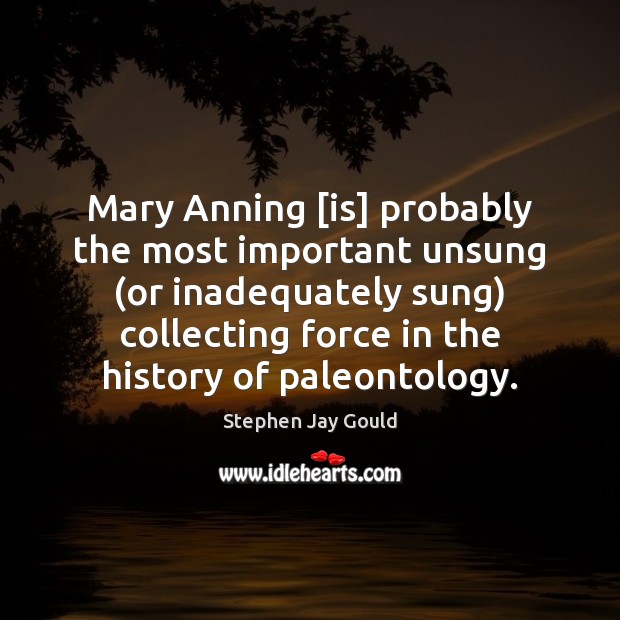 Mary Anning [is] probably the most important unsung (or inadequately sung) collecting 