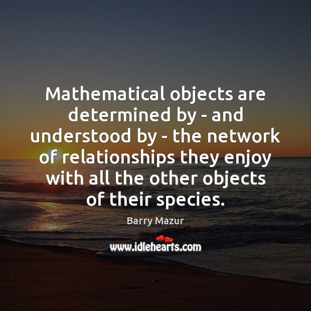Mathematical objects are determined by – and understood by – the network Barry Mazur Picture Quote