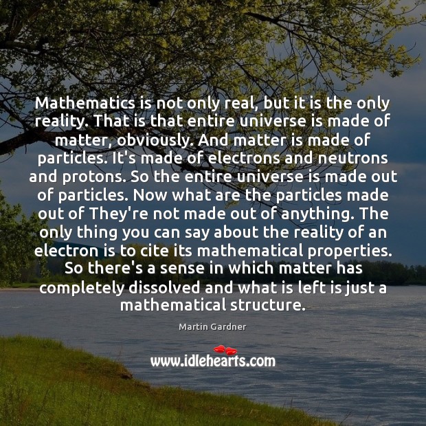 Mathematics is not only real, but it is the only reality. That Image