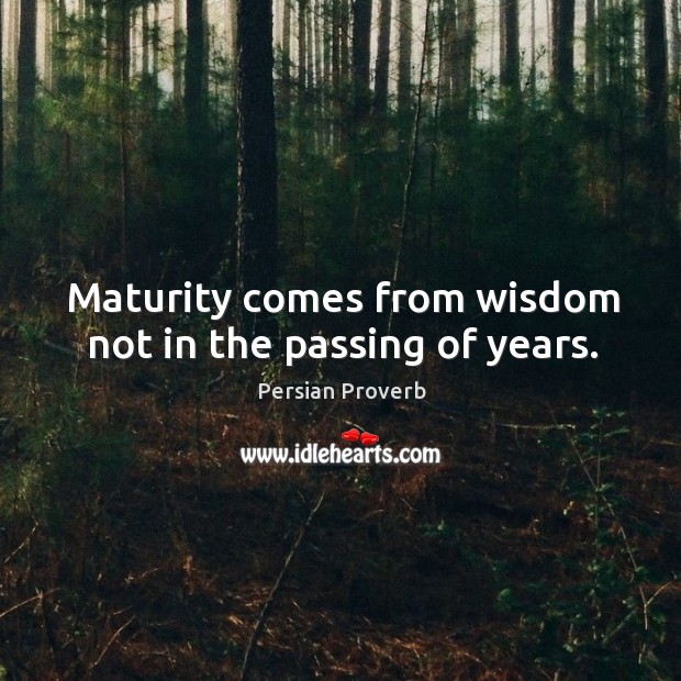 Maturity comes from wisdom not in the passing of years. Persian Proverbs Image