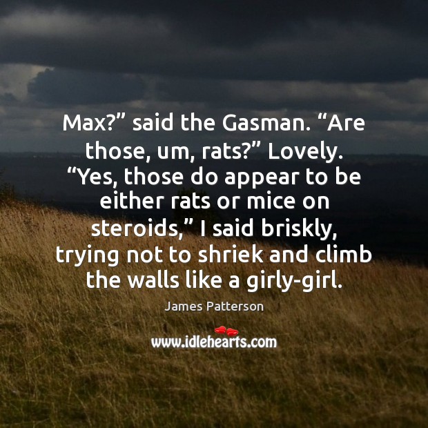 Max?” said the Gasman. “Are those, um, rats?” Lovely. “Yes, those do James Patterson Picture Quote