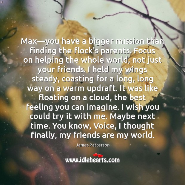 Max—you have a bigger mission than finding the flock’s parents. Focus Friendship Quotes Image