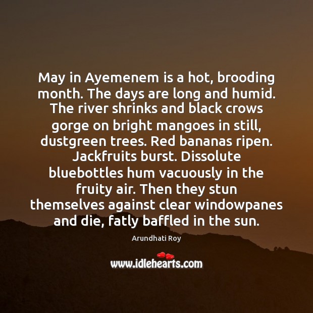 May in Ayemenem is a hot, brooding month. The days are long Arundhati Roy Picture Quote