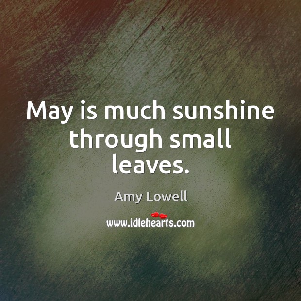May is much sunshine through small leaves. Amy Lowell Picture Quote
