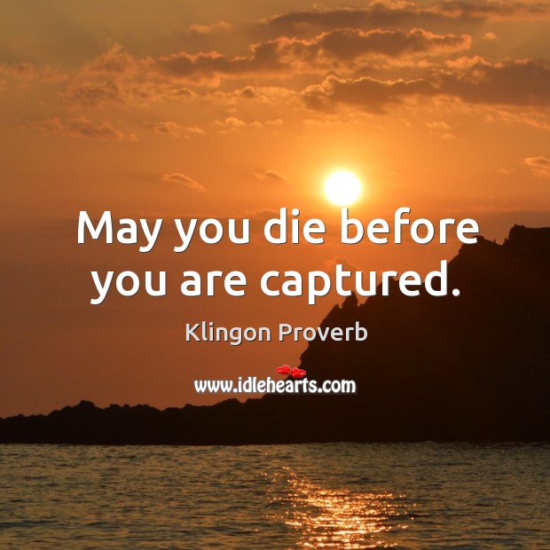 May you die before you are captured. Klingon Proverbs Image