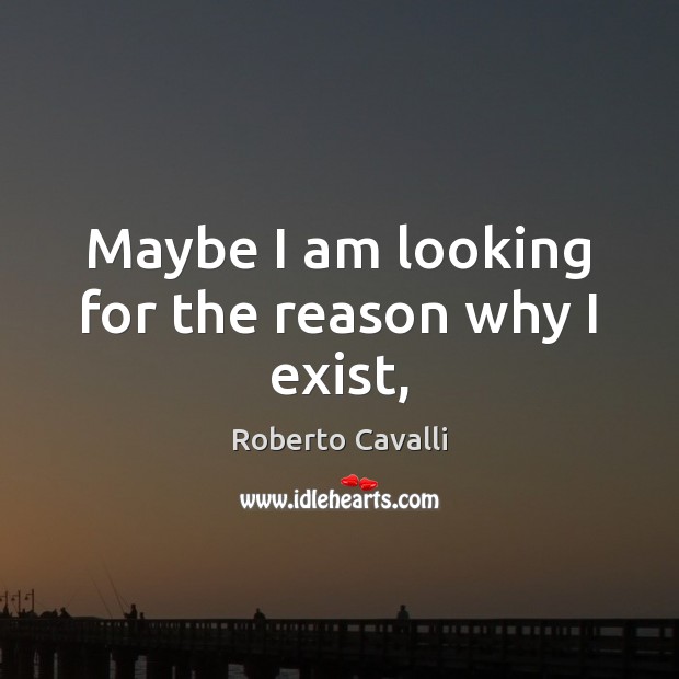 Maybe I am looking for the reason why I exist, Roberto Cavalli Picture Quote