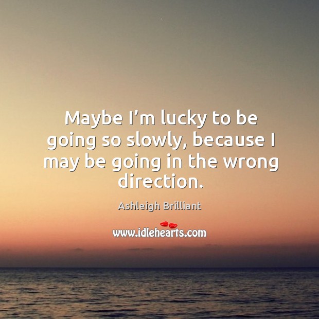Maybe I’m lucky to be going so slowly, because I may be going in the wrong direction. Image
