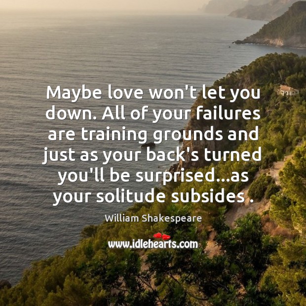Maybe love won’t let you down. All of your failures are training William Shakespeare Picture Quote