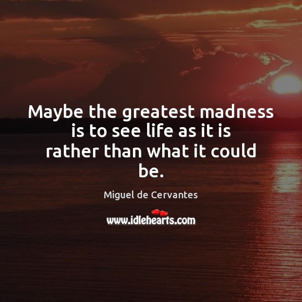 Maybe the greatest madness is to see life as it is rather than what it could be. Image