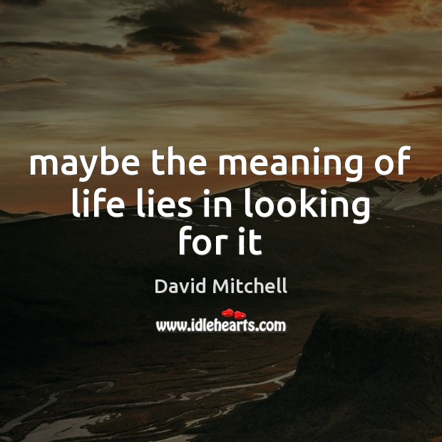 Maybe the meaning of life lies in looking for it Image