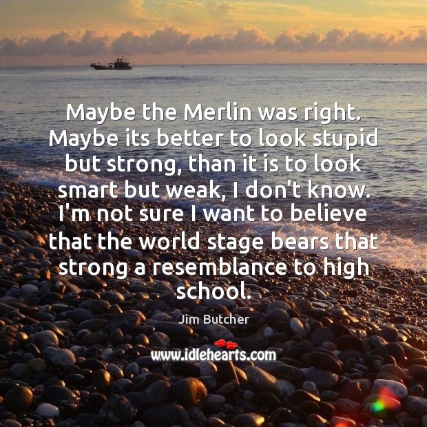 Maybe the Merlin was right. Maybe its better to look stupid but Image