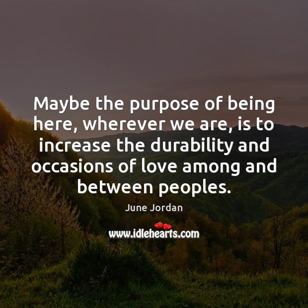 Maybe the purpose of being here, wherever we are, is to increase June Jordan Picture Quote