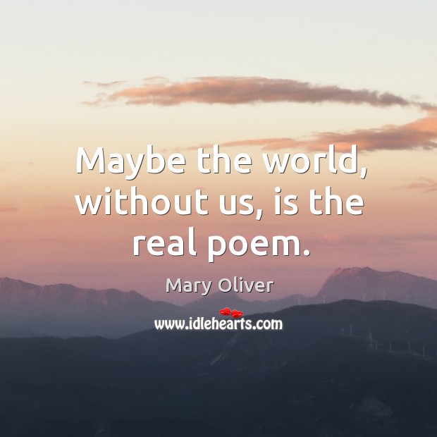 Maybe the world, without us, is the real poem. Mary Oliver Picture Quote