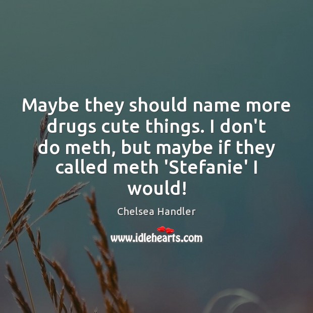 Maybe they should name more drugs cute things. I don’t do meth, Chelsea Handler Picture Quote