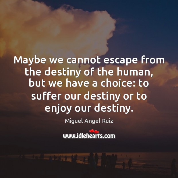 Maybe we cannot escape from the destiny of the human, but we Miguel Angel Ruiz Picture Quote