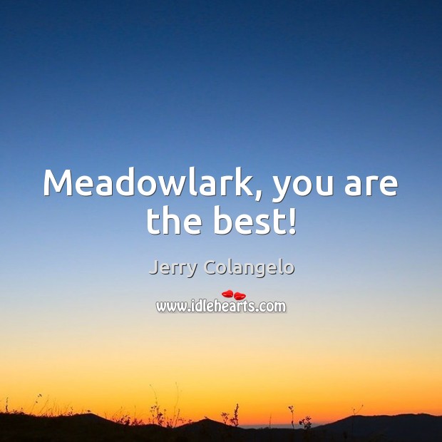 Meadowlark, you are the best! Jerry Colangelo Picture Quote