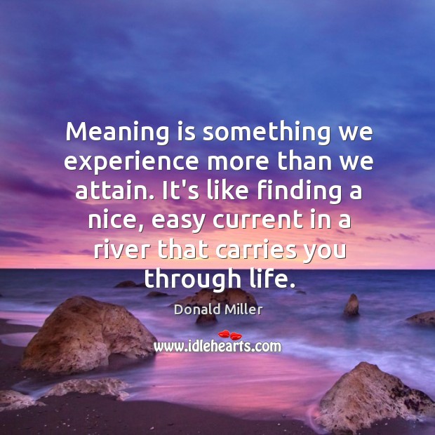 Meaning is something we experience more than we attain. It’s like finding Donald Miller Picture Quote