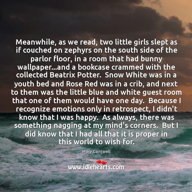 Meanwhile, as we read, two little girls slept as if couched on Image