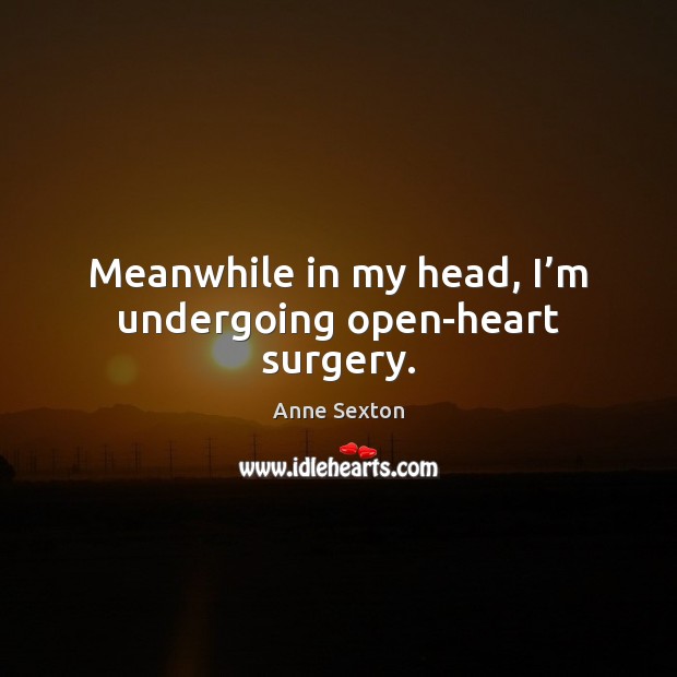 Meanwhile in my head, I’m undergoing open-heart surgery. Anne Sexton Picture Quote
