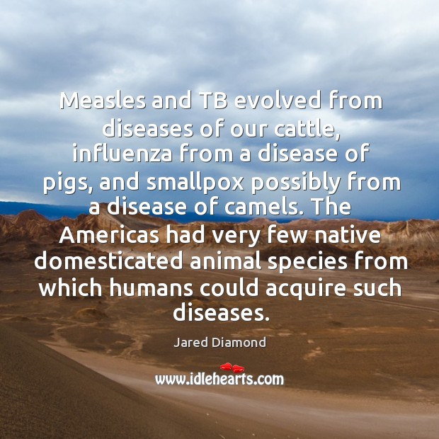 Measles and tb evolved from diseases of our cattle, influenza from a disease of pigs Jared Diamond Picture Quote