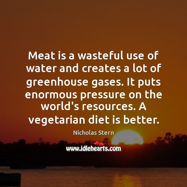 Meat is a wasteful use of water and creates a lot of Nicholas Stern Picture Quote