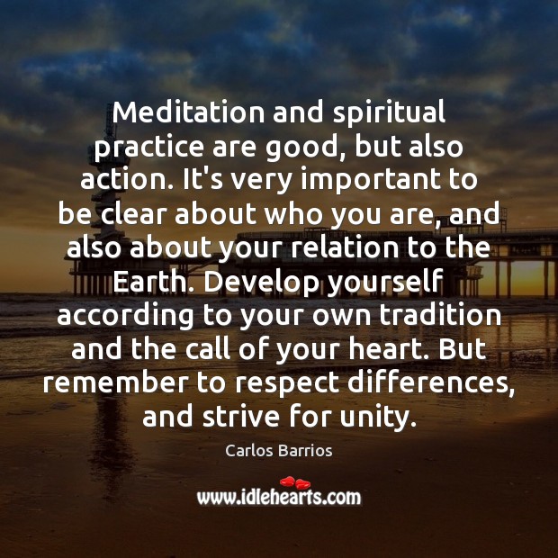 Meditation and spiritual practice are good, but also action. It’s very important Image