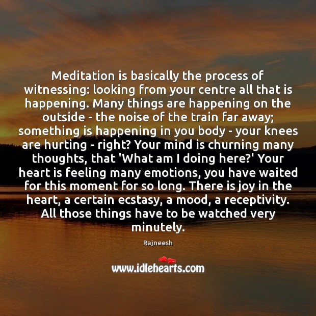 Meditation is basically the process of witnessing: looking from your centre all 