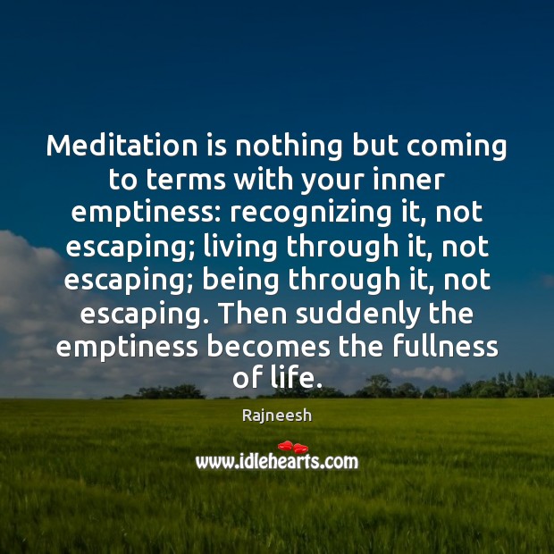 Meditation is nothing but coming to terms with your inner emptiness: recognizing Image