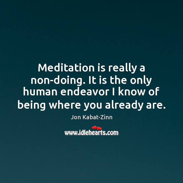 Meditation is really a non-doing. It is the only human endeavor I Jon Kabat-Zinn Picture Quote