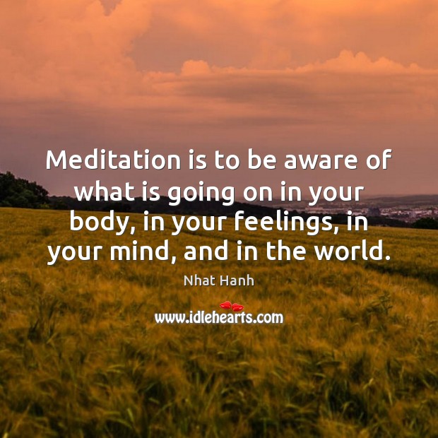 Meditation is to be aware of what is going on in your Image