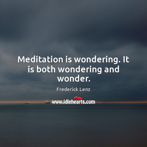 Meditation is wondering. It is both wondering and wonder. 
