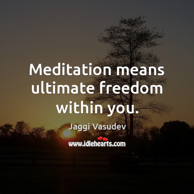 Meditation means ultimate freedom within you. Jaggi Vasudev Picture Quote